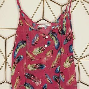 Pink Papaya Feather Tank Top
